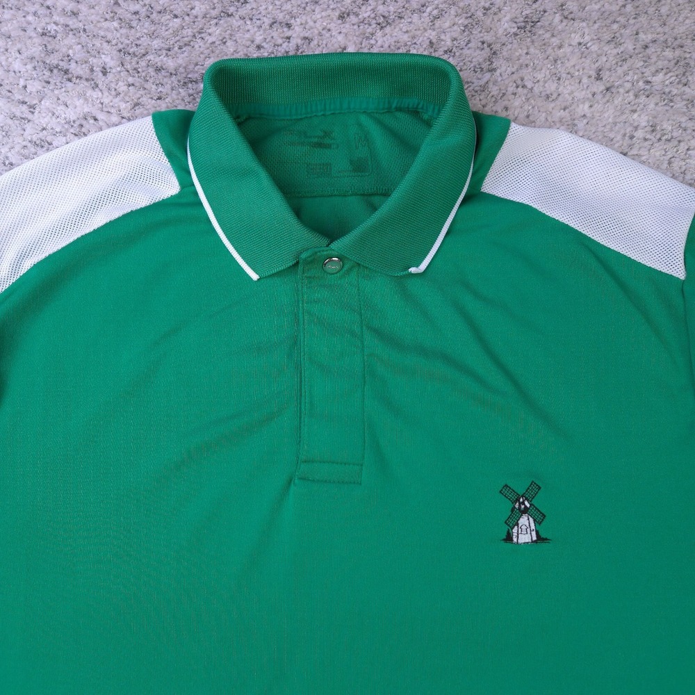 Ralph Lauren RLX Polo Mens Medium Oyster Harbors Golf Club Windmill Logo Green